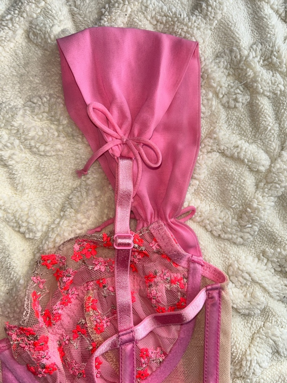 Pink Floral Lace Ruffled Bralette Top - Picture 17 of 17